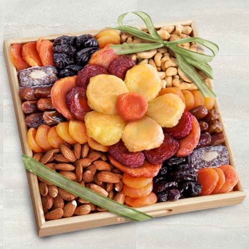 Exotic Dry Fruits Extravaganza in Tray for Moms Day Exotic Dry Fruits Extravaganza in Tray for Moms Day