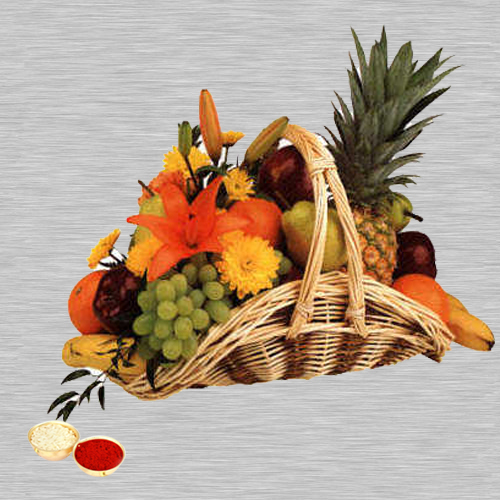 Fresh Fruit Basket 5 Kg with free Roli Tilak and Chawal Fresh Fruit Basket 5 Kg with free Roli Tilak and Chawal
