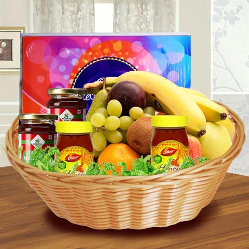 Yummy Basket of Fresh Fruits N Assortments