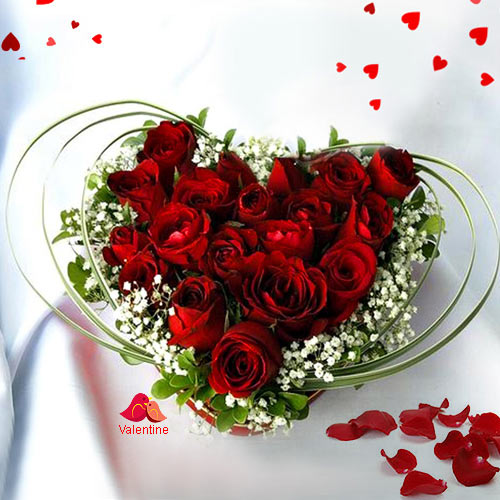 12 Dutch Red Roses in Heart Shape Arrangement 12 Dutch Red Roses in Heart Shape Arrangement
