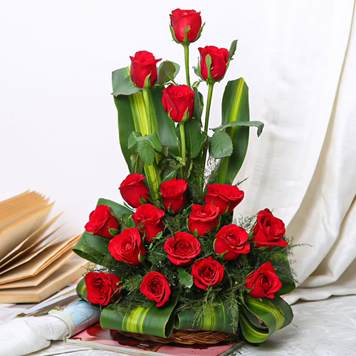 Lovely Gift of Red Roses Basket Lovely Gift of Red Roses Basket