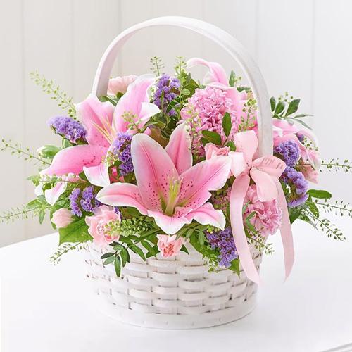 Gorgeous Lilies N Carnations Basket Delight Gorgeous Lilies N Carnations Basket Delight