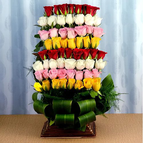 Brilliant Tall Arrangement of Roses in Basket