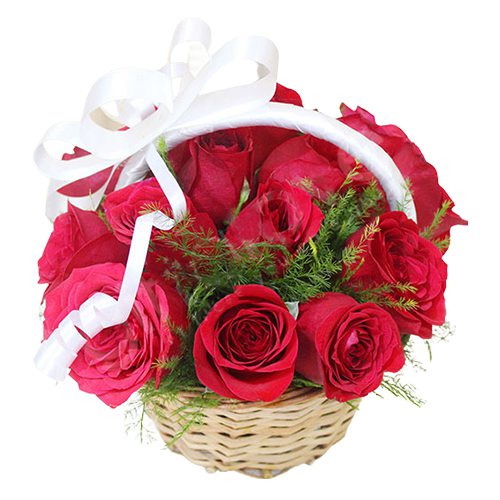 18 Red Roses Basket