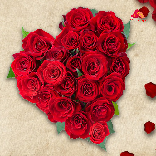 Exclusive Dutch Red Roses in Heart Shaped Arrangement Exclusive Dutch Red Roses in Heart Shaped Arrangement