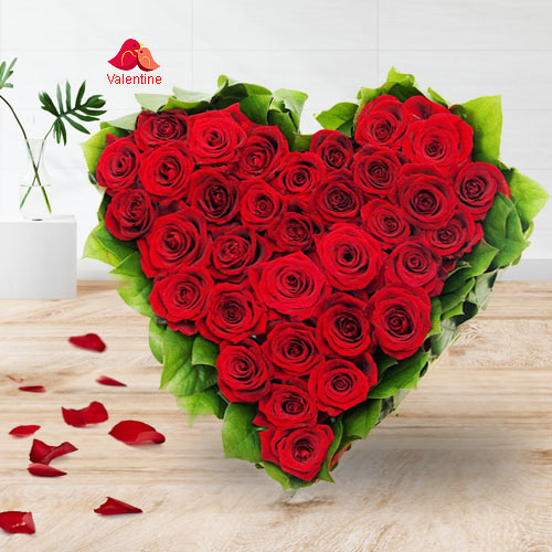 51 Exclusive Dutch Red Roses in Heart Shaped Arrangement 51 Exclusive Dutch Red Roses in Heart Shaped Arrangement