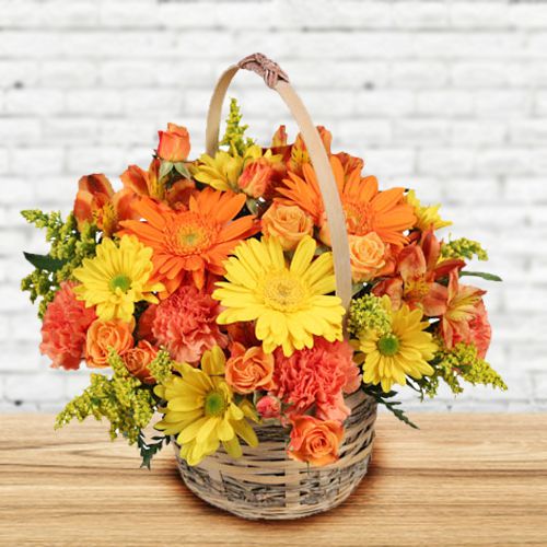 Attractive Basket of Seasonal Flowers Attractive Basket of Seasonal Flowers