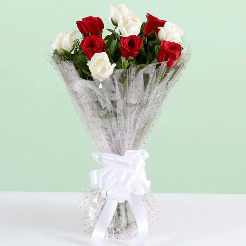 Beautiful Bouquet of 40 Red and White Roses Beautiful Bouquet of 40 Red and White Roses