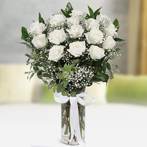 Lovely Vase Arrangement of White Roses Lovely Vase Arrangement of White Roses