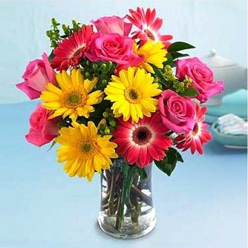 Multicolored Floral Collection in a Vase Multicolored Floral Collection in a Vase
