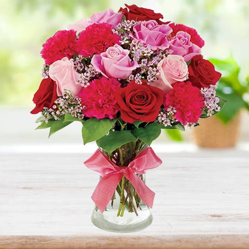 Mixed Flowers Bouquet in a Glass Vase Mixed Flowers Bouquet in a Glass Vase