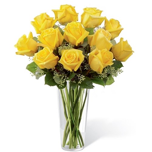 Glamorous Yellow Roses in a Glass Vase Glamorous Yellow Roses in a Glass Vase