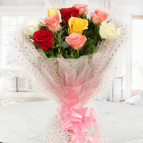 Long Stem Mixed Roses Bunch Long Stem Mixed Roses Bunch