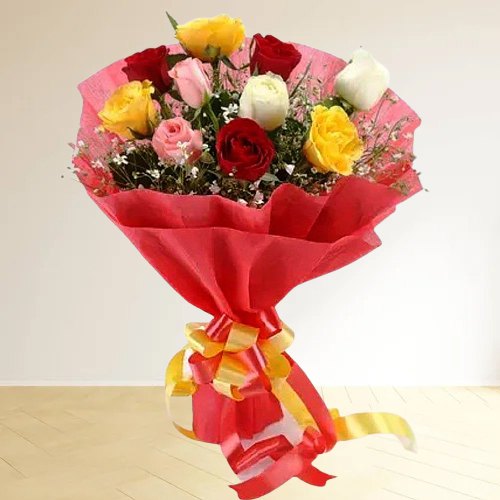 Lovely Arrangement of Colorful Roses Lovely Arrangement of Colorful Roses