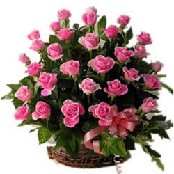 Divine Collection of Pink Coloured Roses in a Basket Divine Collection of Pink Coloured Roses in a Basket