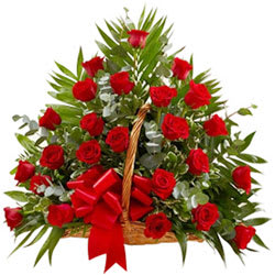 Blossoming Basket of 30 Roses in Red Colour Blossoming Basket of 30 Roses in Red Colour