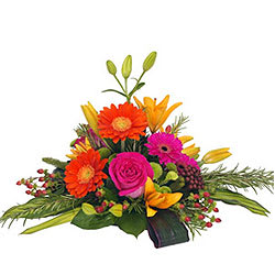 Multi Coloured Flower Basket of Lilies Gerberas and Roses Multi Coloured Flower Basket of Lilies Gerberas and Roses