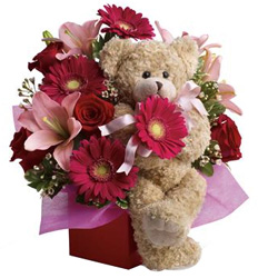 Marvelous Mixed Flowers Arrangement N Teddy Marvelous Mixed Flowers Arrangement N Teddy