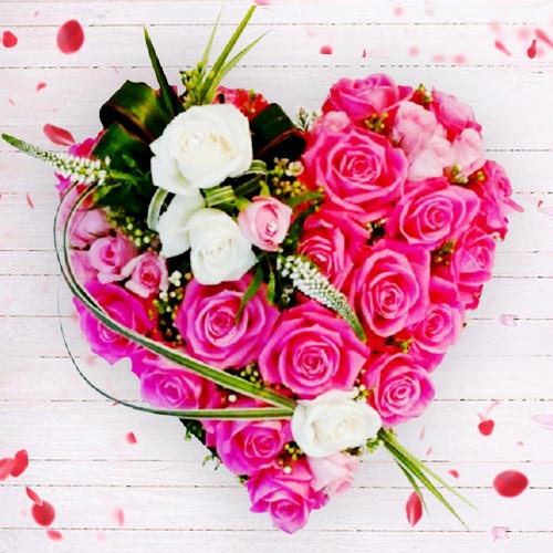 Wonderful Heart of 36 pcs Pink N White Roses Wonderful Heart of 36 pcs Pink N White Roses