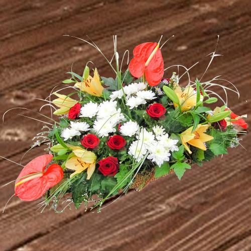 Premium Flat Table Arrangement of Mixed Flowers Premium Flat Table Arrangement of Mixed Flowers