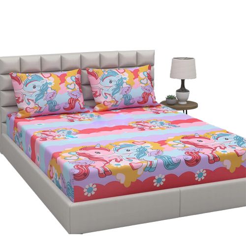 Amazing Unicorn Print Double Bed Sheet with Pillow Cover
