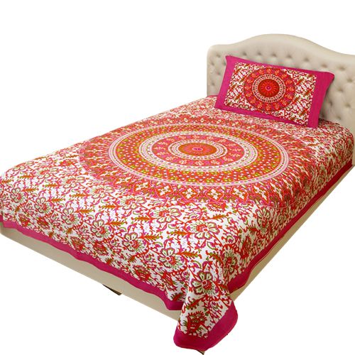 Awesome Traditional Print Single Size Bed Sheet with Pillow Cover