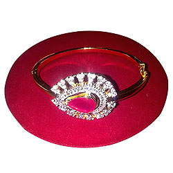 Exclusive Red Stone and Rhinestone Studded Fancy Bangle from Anjali Exclusive Red Stone and Rhinestone Studded Fancy Bangle from Anjali