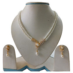 Elegant White Double Line Beautifully Designed Pearl Set for New-Age Women Elegant White Double Line Beautifully Designed Pearl Set for New-Age Women