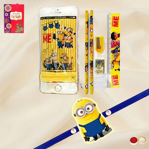 Rakhi with Minions Stationery Set