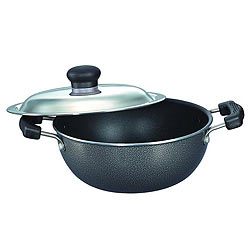 Exquisite Prestige Omega Select Plus Flat Base Kadai with SS Lid for Happy Kitchen Exquisite Prestige Omega Select Plus Flat Base Kadai with SS Lid for Happy Kitchen