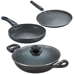 Award-Winning Omega Deluxe Granite Non-Stick Cookware Set from Prestige Award-Winning Omega Deluxe Granite Non-Stick Cookware Set from Prestige