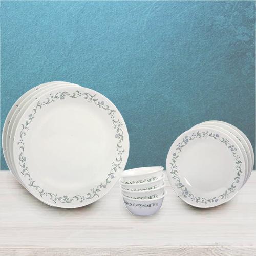 Eye Catching Corelle White n Green Country Cottage Dinner Set