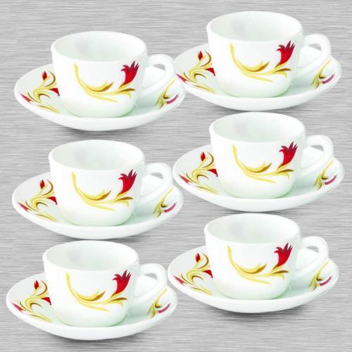 Brilliant Larah By Borosil Red Lily Cup and Saucer Set Brilliant Larah By Borosil Red Lily Cup and Saucer Set