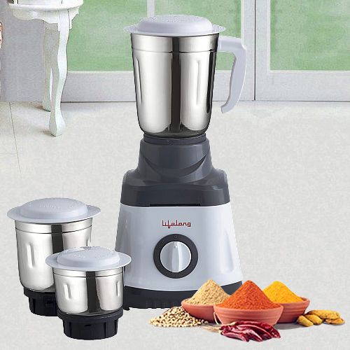Trendsetting Lifelong 3 Jars Mixer Grinder in White and Grey