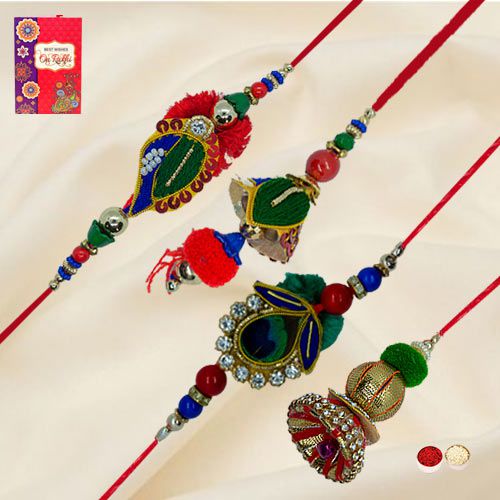 Attractive 2 Pair of Rakhi n Lumda Set for your Dear Bhaiya Bhabhi