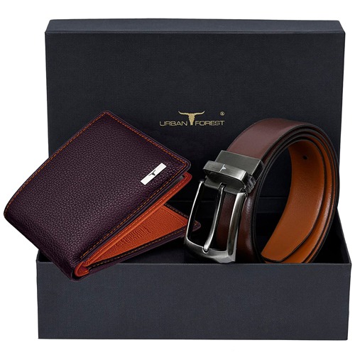 Slender Mens Leather Wallet N Belt Combo from Urban Forest