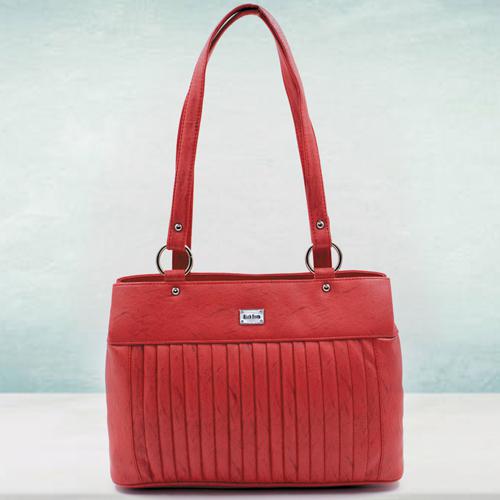 Remarkable Red Color Leather Vanity Bag for Ladies