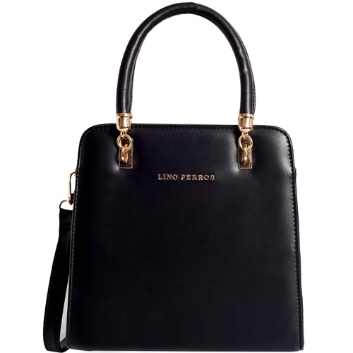 Lino Perros Womens Black Faux Leather Handbag Lino Perros Womens Black Faux Leather Handbag