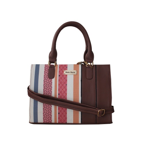 Chic Striped N Plain Combination Vanity Bag for Her Chic Striped N Plain Combination Vanity Bag for Her