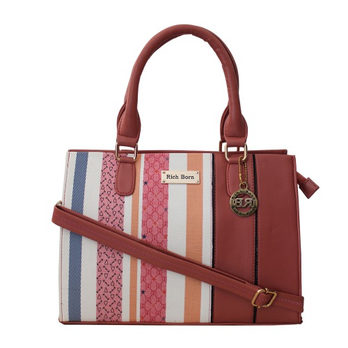 Elegant Womens Vanity Bag in Striped N Plain Combination Elegant Womens Vanity Bag in Striped N Plain Combination