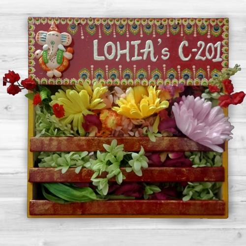 Aesthetic Handmade Dot Mandala Art Ganesha Personalized Nameplate with Art Flower Decor Aesthetic Handmade Dot Mandala Art Ganesha Personalized Nameplate with Art Flower Decor