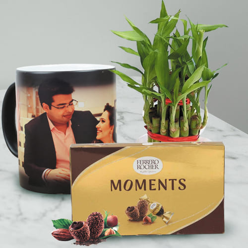 Exclusive Personalized Photo Magic Mug with Ferrero Rocher N Bamboo Plant Exclusive Personalized Photo Magic Mug with Ferrero Rocher N Bamboo Plant