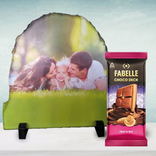Remarkable Personalized Photo Rock Stone with Fruit n Nut Chocolate Remarkable Personalized Photo Rock Stone with Fruit n Nut Chocolate