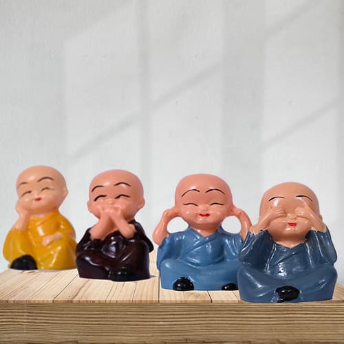 Auspicious Set of 4 Laughing Buddha Polyresin Statue