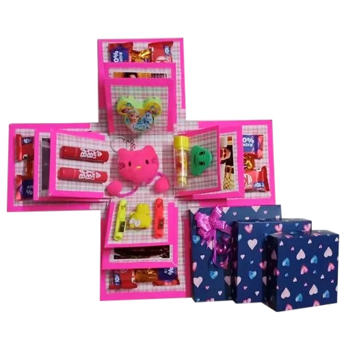 Special 3 Layer Explosion Box of Chocolates Personalized Photo n Goodies for Girls Special 3 Layer Explosion Box of Chocolates Personalized Photo n Goodies for Girls