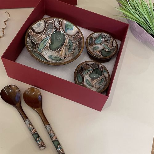Rustic Agate Salad Bowl Gift Set Rustic Agate Salad Bowl Gift Set