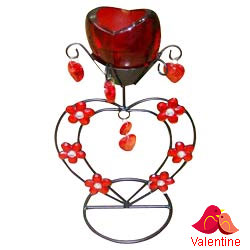 Stunning Red Wrought Iron Candle Stand Gift Stunning Red Wrought Iron Candle Stand Gift