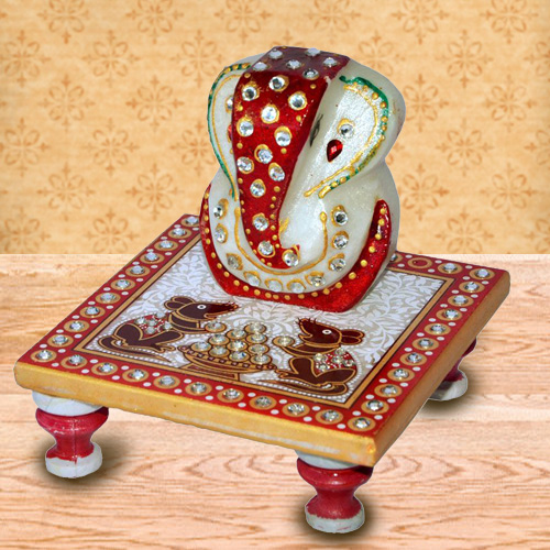 Exclusive marbel designer ganesh with chowki Exclusive marbel designer ganesh with chowki