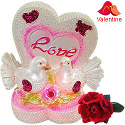 Romantic LED Lighted Love Heart with Bird Couple Showpiece with a Free Velvet Rose Romantic LED Lighted Love Heart with Bird Couple Showpiece with a Free Velvet Rose