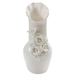 Enchanting Ceramic White Vase with Decorative Flower Design Enchanting Ceramic White Vase with Decorative Flower Design